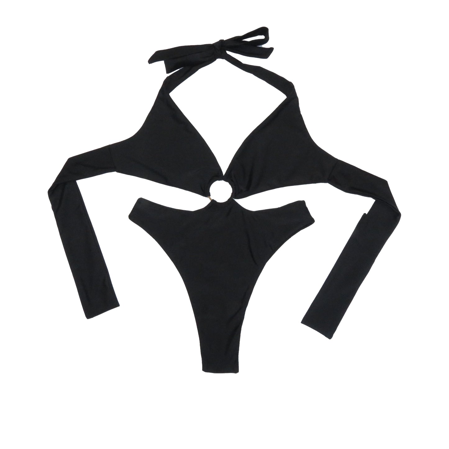 Ring Cut Out Linked One Piece Swimsuit