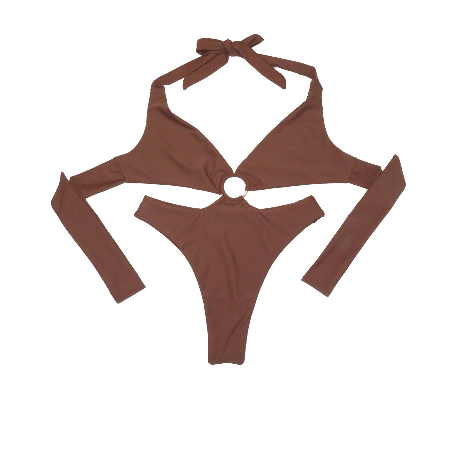 Ring Cut Out Linked One Piece Swimsuit