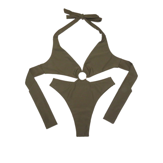 Ring Cut Out Linked One Piece Swimsuit